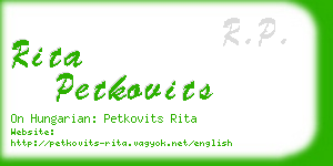 rita petkovits business card